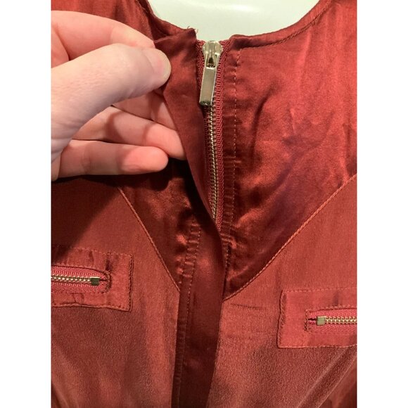Juliette Longuet Maroon Zip-Up Dress W/ Pockets & Long Sleeves, Size 2 - Picture 6 of 12
